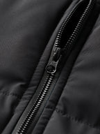Men's navy quilted Hooded Winter Jacket with Sleeve Zip Pocket