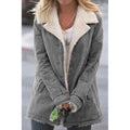 Women's gray sherpa-lined Denim Coat with Notch Lapel Collar