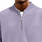 Men's light blue ribbed Knit Quarter-Zip Pullover Sweater