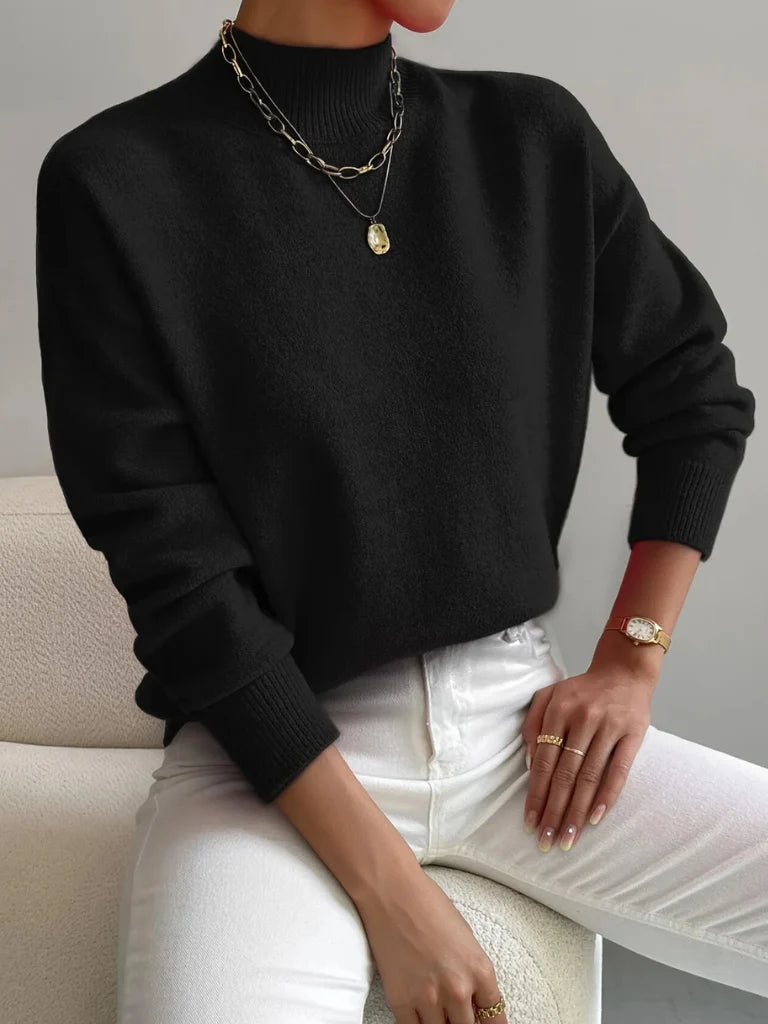 Women's black high-neck sweater