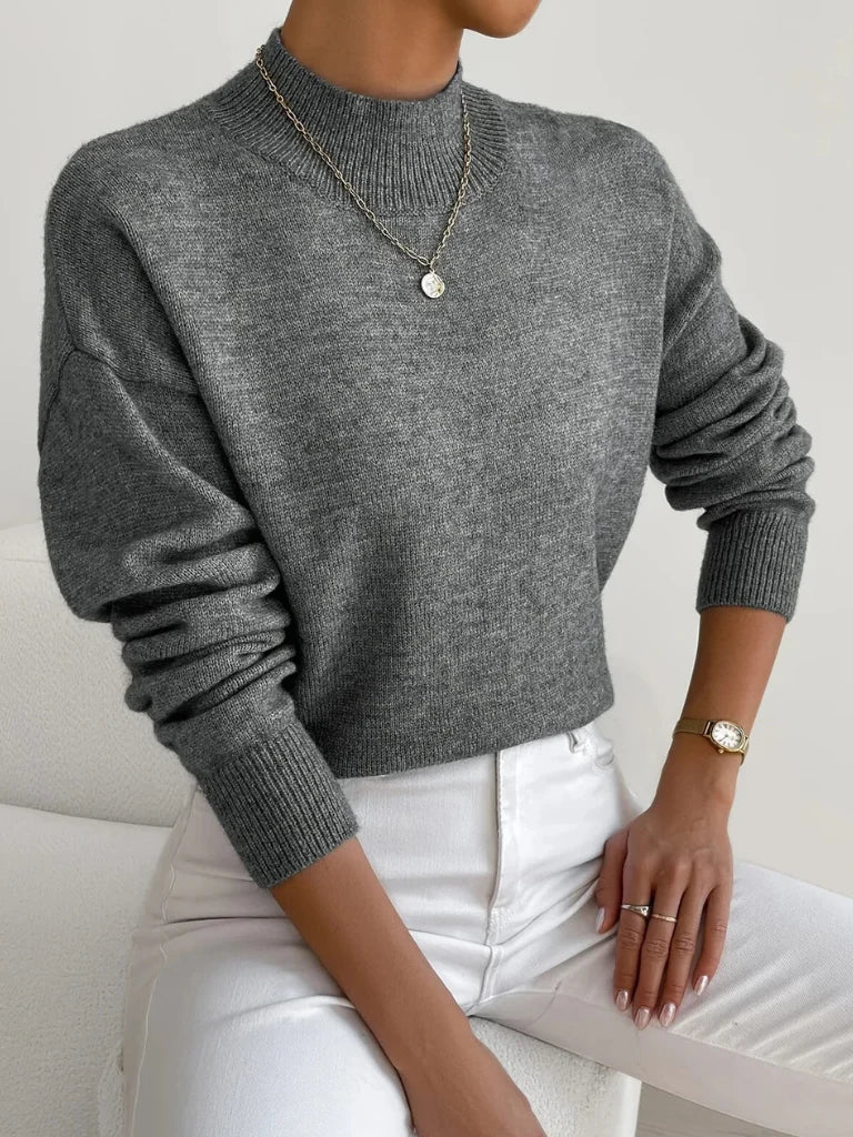 Women's gray high-neck sweater