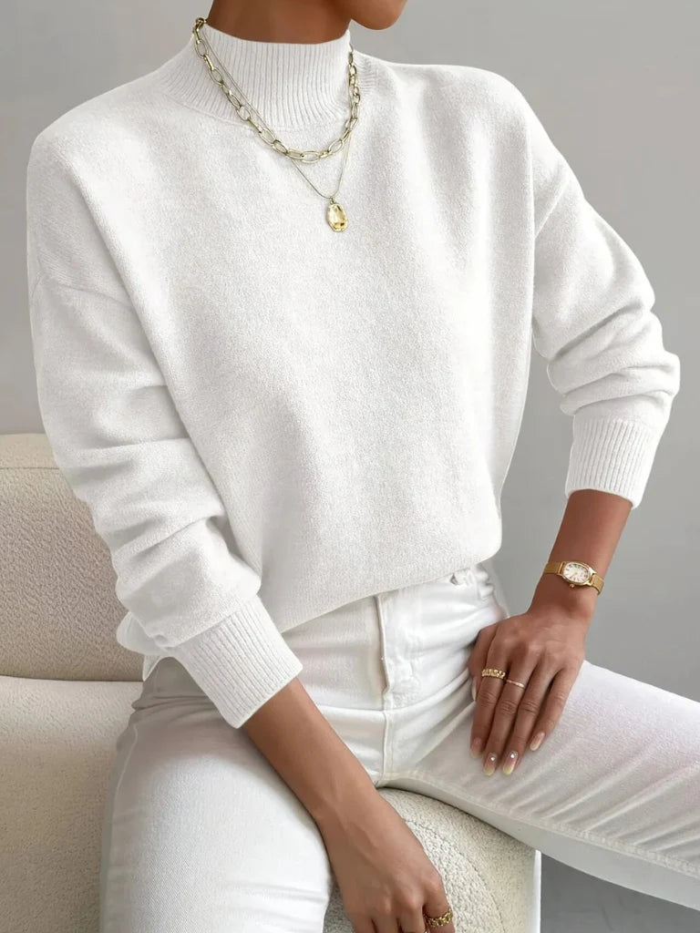 Women's white high-neck sweater