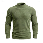 Men's royal blue ribbed Knit Mock Neck Long-Sleeve Layering Top