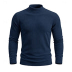 Men's black ribbed Knit Mock Neck Long-Sleeve Layering Top