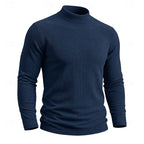 Men's gray ribbed Knit Mock Neck Long-Sleeve Layering Top