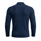 Men's khaki ribbed Knit Mock Neck Long-Sleeve Layering Top