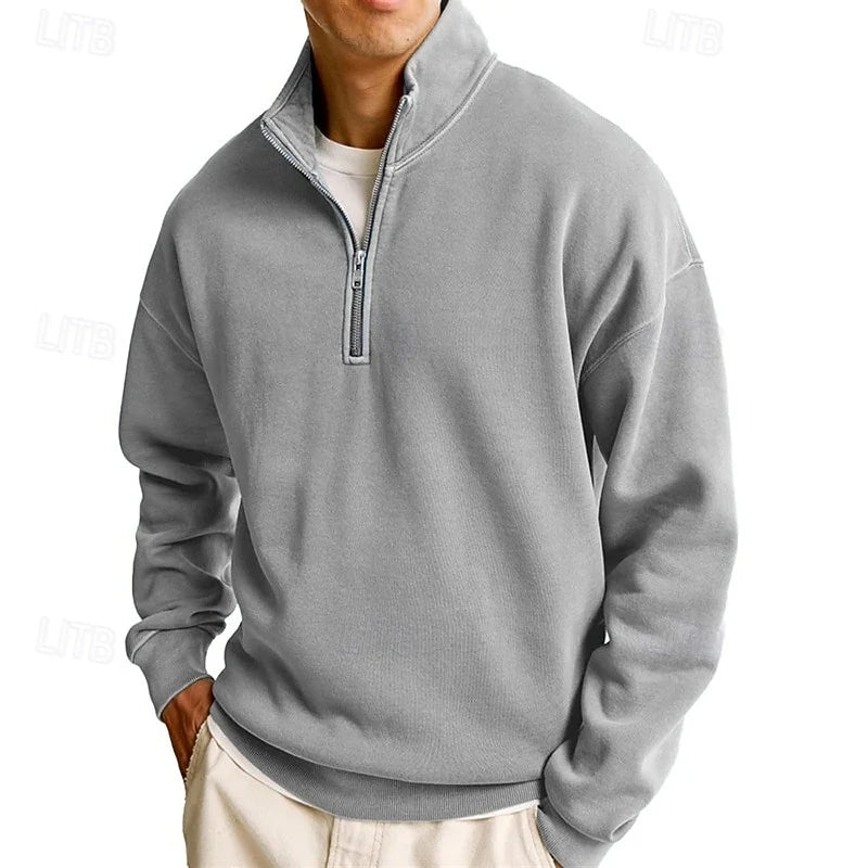 Men's gray relaxed Fit Garment-Dyed Quarter-Zip Sweatshirt