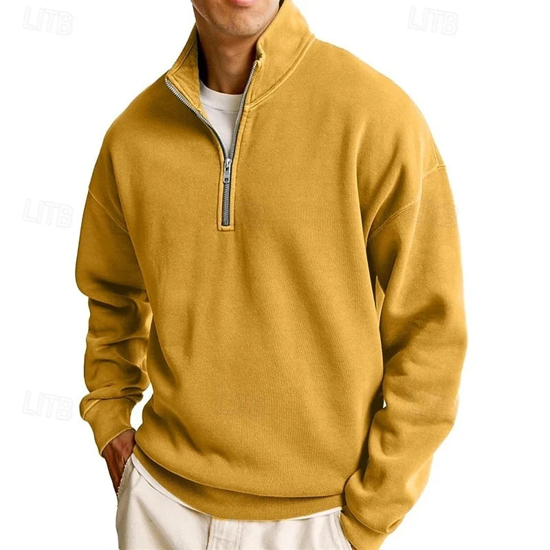 Men's yellow relaxed Fit Garment-Dyed Quarter-Zip Sweatshirt