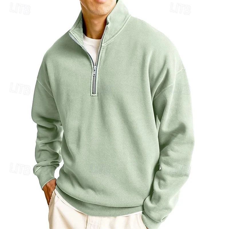 Men's light green relaxed Fit Garment-Dyed Quarter-Zip Sweatshirt