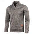Men's coffee chunky-knit quarter-zip sweater with drop-shoulder fit