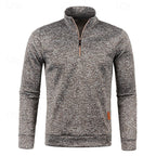 Men's coffee chunky-knit quarter-zip sweater with drop-shoulder fit