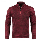Men's coffee chunky-knit quarter-zip sweater with drop-shoulder fit