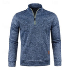 Men's coffee chunky-knit quarter-zip sweater with drop-shoulder fit
