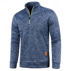 Men's coffee chunky-knit quarter-zip sweater with drop-shoulder fit