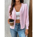 Women's pink scalloped-trim V-Neck Button Cardigan Sweater
