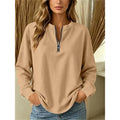 Women's khaki relaxed Oversized Quarter-Zip Knit Sweater