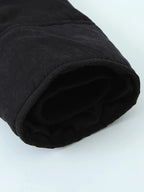 Women's black faux fur-trimmed hooded winter parka, sleeve cuff detail