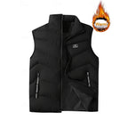 Men's yellow quilted Puffer Vest with Stand Collar and Zip Pockets