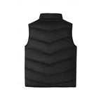 Men's yellow quilted Puffer Vest with Stand Collar and Zip Pockets