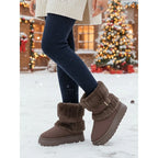 Women's coffee cozy Fur-Trimmed Ankle-Height Snow Boots for Winter