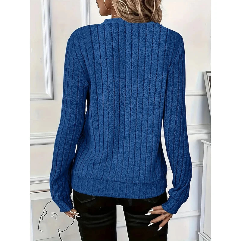 Women's gray ribbed Knit Mock Neck Zip Top