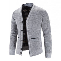 Colby | Men's Button-Front V-Neck Knit Cardigan with Patch Pockets