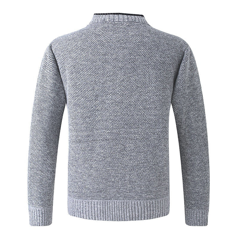 Men's red button-front V-Neck Knit Cardigan with Patch Pockets