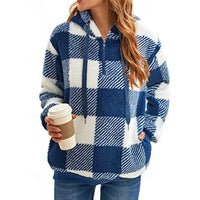 Colette | Women's Buffalo Plaid Sherpa Fleece Quarter-Zip Hoodie