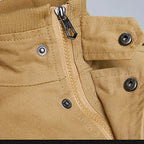Men's army green rugged Stand-Collar Field Jacket with Epaulettes