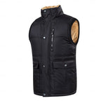 Men's black sherpa-Lined Quilted Puffer Vest with Stand Collar