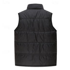 Men's blue sherpa-Lined Quilted Puffer Vest with Stand Collar
