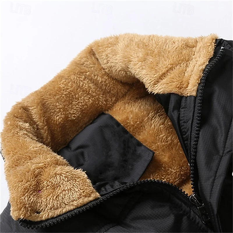 Men's blue sherpa-Lined Quilted Puffer Vest with Stand Collar