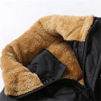 Men's blue sherpa-Lined Quilted Puffer Vest with Stand Collar