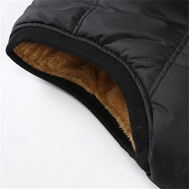 Men's blue sherpa-Lined Quilted Puffer Vest with Stand Collar