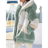 Corinne | Women's Hooded Sherpa Fleece Jacket, Colorblock Design