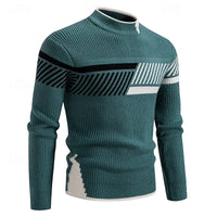 Cormac | Men's Colorblock Mock Neck Sweater with Ribbed Knit Trim
