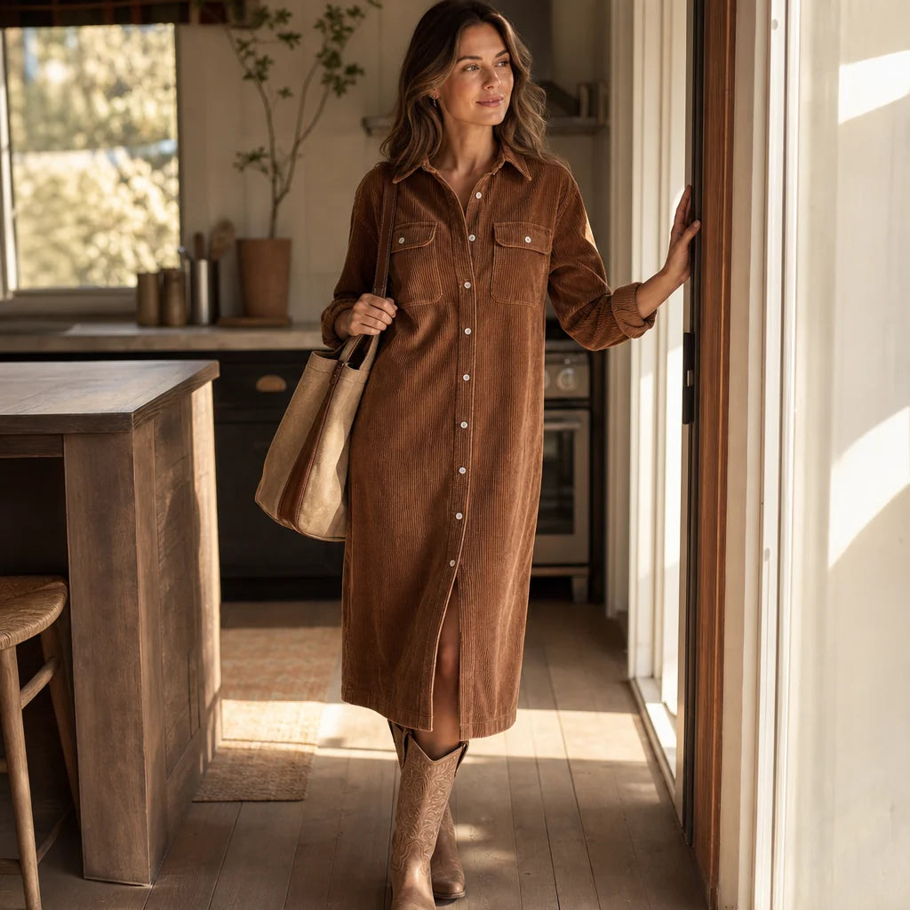 Women's corduroy shirt dress