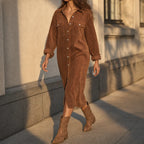 Women's corduroy shirt dress
