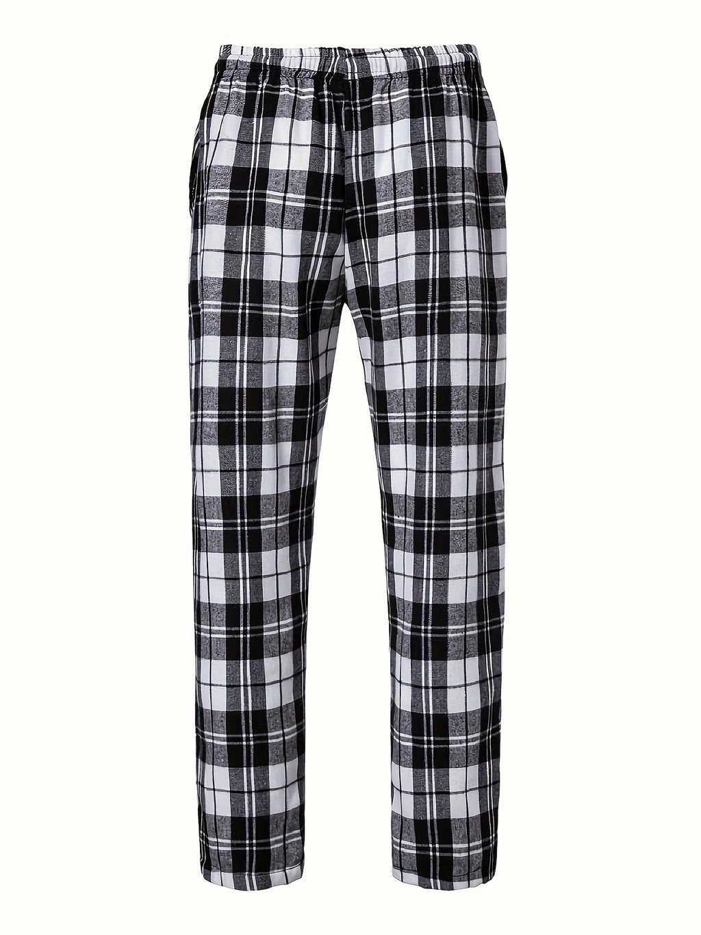 Men's royal blue relaxed Plaid Pajama Pants with Drawstring Waist