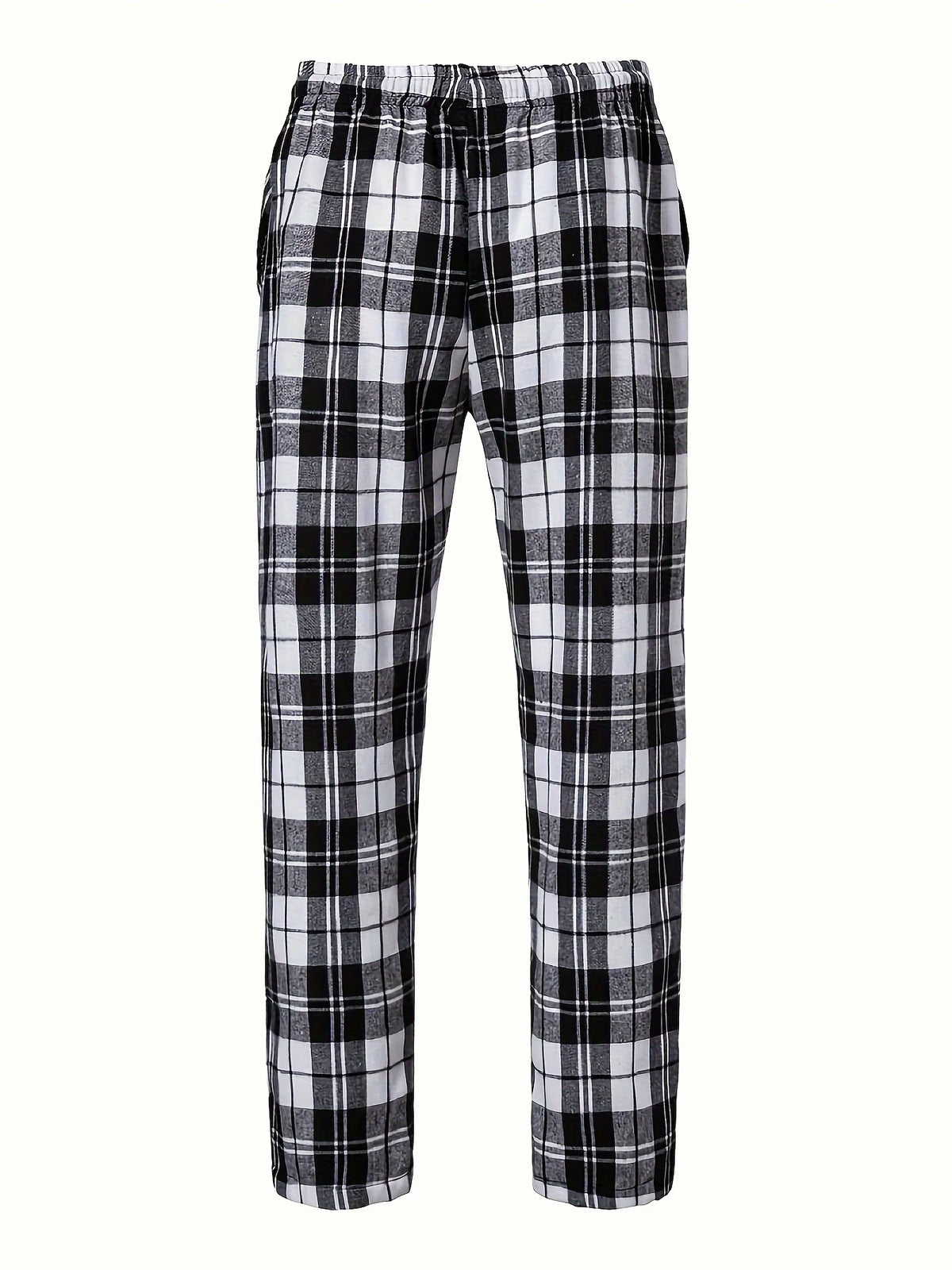 Men's royal blue relaxed Plaid Pajama Pants with Drawstring Waist