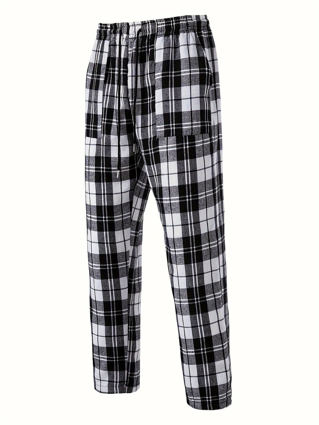 Men's royal blue relaxed Plaid Pajama Pants with Drawstring Waist