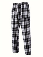 Men's royal blue relaxed Plaid Pajama Pants with Drawstring Waist