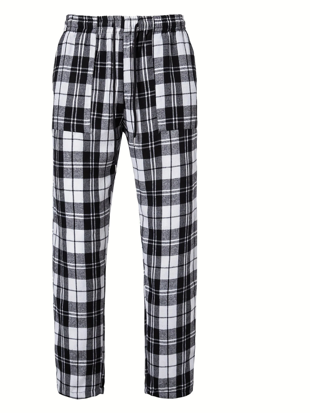 Men's royal blue relaxed Plaid Pajama Pants with Drawstring Waist