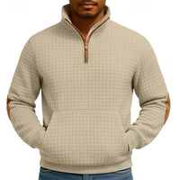 Dawson | Men's Waffle-Knit Quarter-Zip Pullover with Elbow Patches