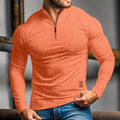 Men's orange slim-fit Quarter-Zip Polo Sweater with Mock Neck
