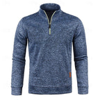 Men's navy blue slim-fit Quarter-Zip Polo Sweater with Mock Neck