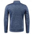 Men's light gray slim-fit Quarter-Zip Polo Sweater with Mock Neck
