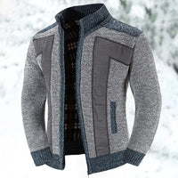 Declan | Men's Textured Zip-Up Cardigan Sweater with Plaid Lining