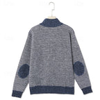 Men's gray textured Zip-Up Cardigan Sweater with Plaid Lining