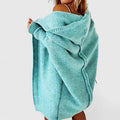 Women's blue cozy oversized cardigan with dropped shoulders